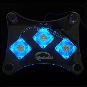 USB Powered Transparent Cooler Pad W/3 fans Built in Lighted for 