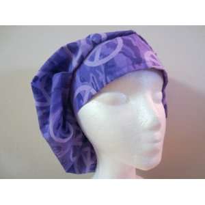  Womens Bouffant Scrub Cap, Satin Lined, Adjustable, Purple 