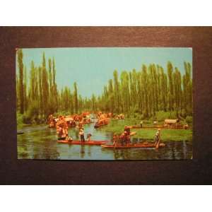  1950s Boats on River View, Xochimilco, Mexico Postcard 
