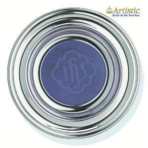 Large Artistic Anodized Aluminum Offering Plate   Silvertone   Blue 