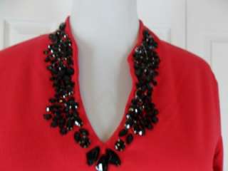 NWT New Ruby Rd Size M Medium Red V Neck Shirt Top Blouse Black $48 3 