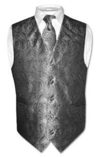  Covona Mens CHARCOAL GREY Color Paisley Design Dress Vest 
