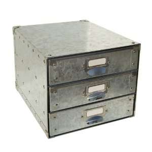  3 Drawer File Bin Silver Galvanized Metal by Organize It 