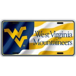   Series WVU with Wave Flag Mountaineers License Plate Automotive