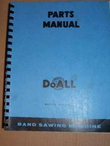 DoAll Parts Manual/Catalog~1611U/1612 Band Saw Machine  
