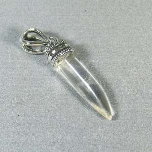 Silver Plated Crystal Tiger Tooth Pendant   Ladies Necklace Charm with 
