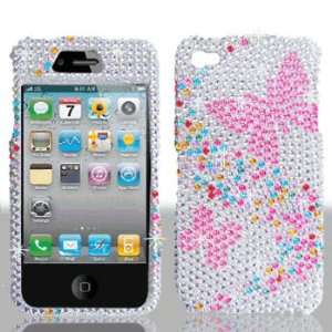  Premium   Apple iPhone 4 Full Diamond Hot Pink Butterfly 