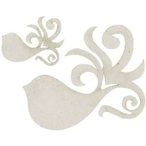  Die Cut Grey Chipboard Embellishments Swirl Birds 