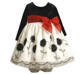   Jean Infant Girls Black / White Bonza Flower Holiday Party Dress 3/6M