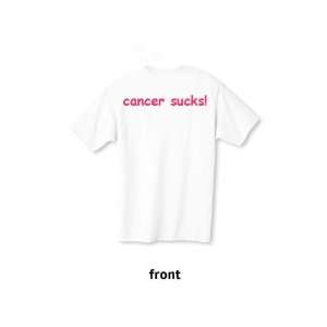  T shirt cancer sucks White w/Pink Lettering Large 