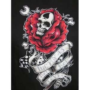 Hot Rod Love   Rose Skull Tee   Lucky 13 