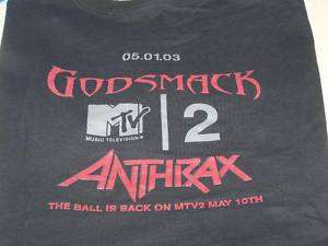 MTV2 Headbangers Ball GODSMACK ANTHRAX Concert Shirt LG  