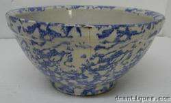 Antique Decorative Blue Spongeware Spatterware Bowl  