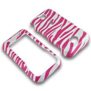 Hot Pink with White Zebra Strip Snap on Hard Skin Faceplate Cover Case 