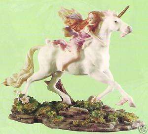 Young Fairy Riding Unicorn   Collectible Figurine  