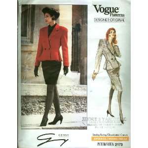  Vogue Genny Designer Peplum Jacket & Skirt Pattern ~ Sz 14 