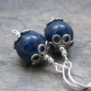 Blue Apatite Bali Sterling Silver Wire Earrings  