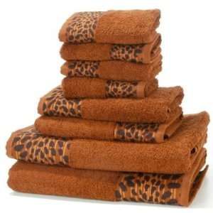  Eight Piece Cheetah Print Towel Set