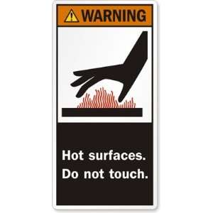  Hot surfaces. Do not touch. Paper Labels, 3 x 1.5 