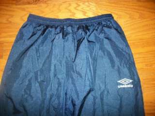 MENS UMBRO BLUE LINED SOCCER WARMUP ATHLETIC PANTS L  