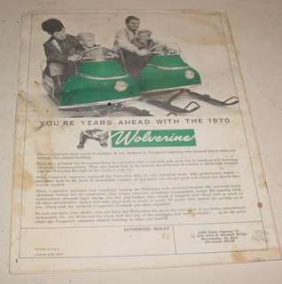 1970 Wolverine Snowmobile Sales Brochure  