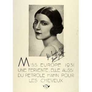   Miss Europe Jeanne Juilla Portrait   Original Print Ad