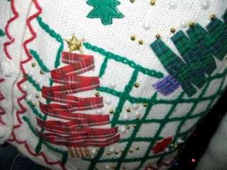 Mens Ugly Christmas Sweater Size Small Medium Trees Snowmen Tacky 45 