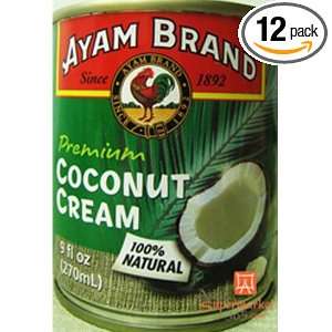 Ayam Premium Coconut Cream, 9 Ounce (Pack of 12)  Grocery 