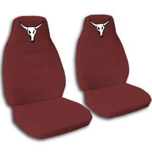 Burgundy Cow skull seat covers for a 1999 2001 Ford F 150. Two 