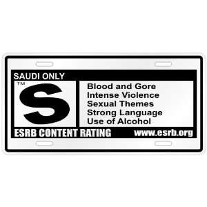New  Saudi Only / E S R B Parodie Saudi Arabia License Plate Country