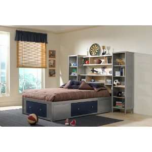 Twin Universal Youth Bookcase Bed by Hillsdale   Silver w/ Navy (1178 
