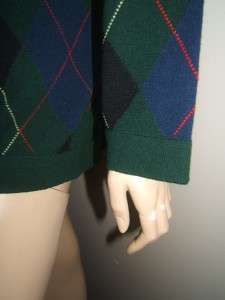 ESCADA GORGEOUS GREEN Wool Argyle Sweater 38 8 L Womens Designer 
