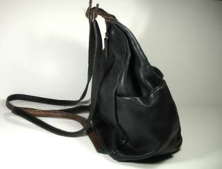 BRUNO ROSSI BLACK LEATHER BACKPACK, ITALY  