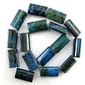 25mm blue green azurite rectangle beads 16 strand 