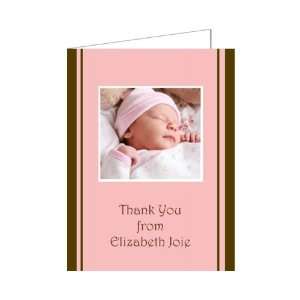  Pink & Brown Stripes Baptism Christening Thank You Cards 