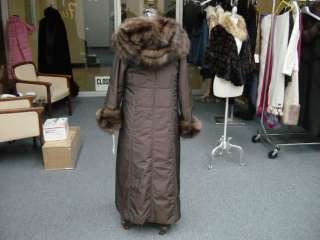 Fox BROWN SABLE HOOD 53 FUR LINED RAINCOAT mink coat  