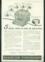 1919 Remington Typewriters 5 ALARM CLOCKS Ad  