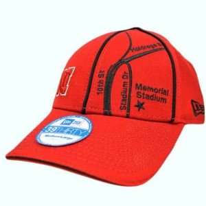   Stretch New Era Flex Fit Med Large Red Map Hat Cap