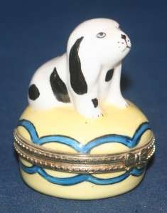 Vintage Puppy Dog Hinged Porcelain Box Limoge Style Beagle Maybe 