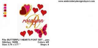 VALENTINES BUTTERFLY FONTS EMBROIDERY MACHINE DESIGNS  