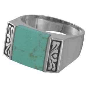  Sterling Silver Square Turquoise ring Jewelry