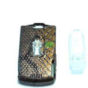   Crystal Leather Case for Motorola V3 / Brown Snake 