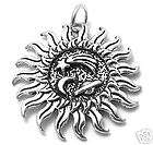   SILVER SUN WITH MOON PLANET AND SHOOTING STAR INSIDE SUN CHARM/PENDANT
