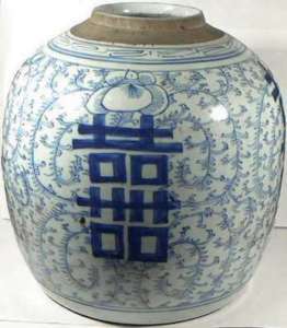 Massive Antique China Porcelain Blue+White Ming Vase 1750AD  