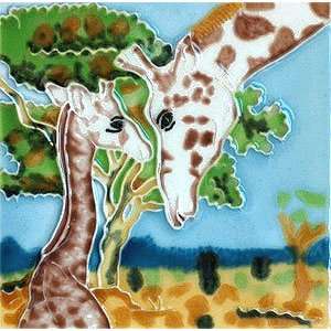  Giraffe and Baby Ceramic Wall Art Decorative Tile 4x4 