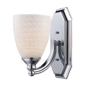  1 Light Vanity In Polished Chrome And White Swirl Glass 