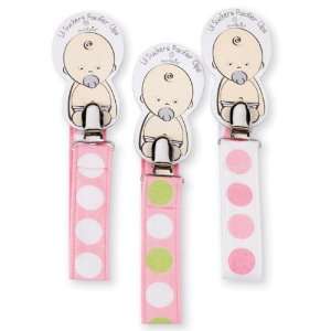  Baby Girls Polka Dot Pacifier Clip Set Baby