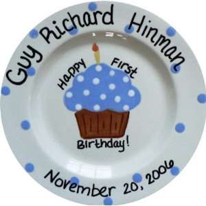  Blue Birthday Baby Hand Painted Personalized Plate 