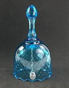 Handmade in USA Fenton Blue Glass Bell Art Glass Bell  