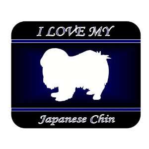  I Love My Japanese Chin Dog Mouse Pad   Blue Design 